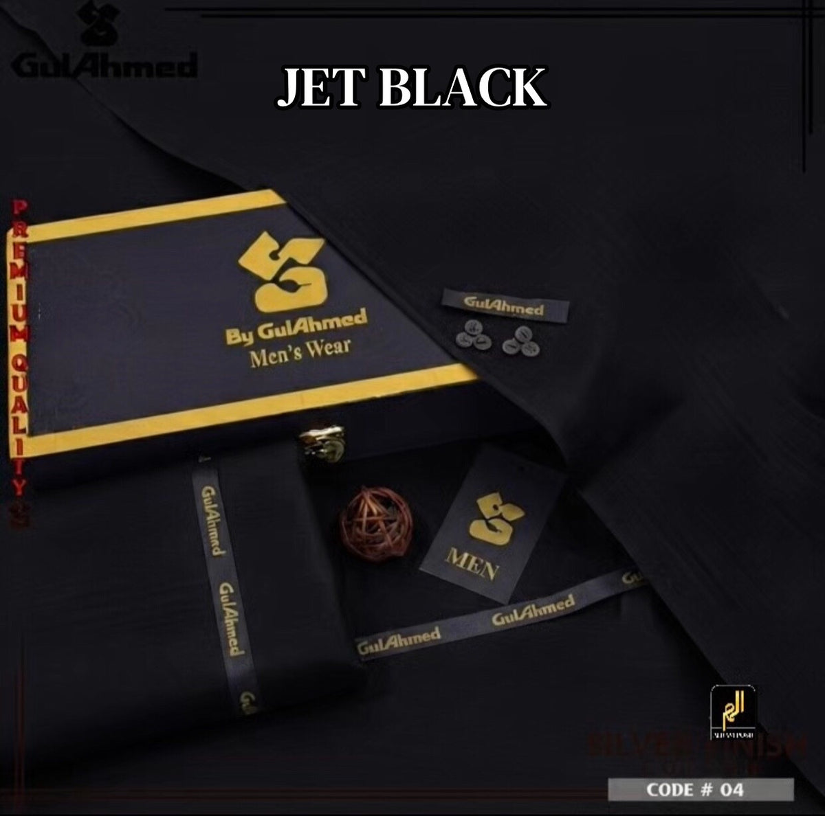GULAHMED  UNSTICHED MENS PREMIUM COTTON (JET BLACK )