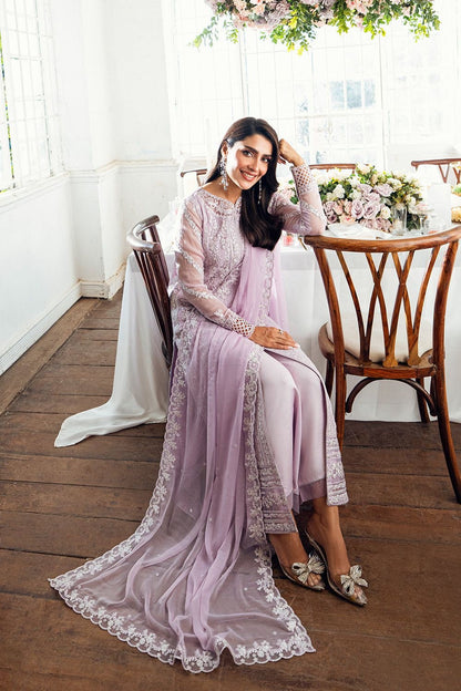 TWILIGHT LAVENDER-AZURE LUXE EMBROIDERED CHIFFON UNSTICHED 3PC (SL-8025)