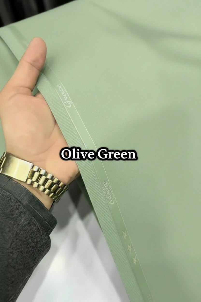 J.MENS UNSTICHED WASH&WEAR SUITE (OLIVE GREEN)
