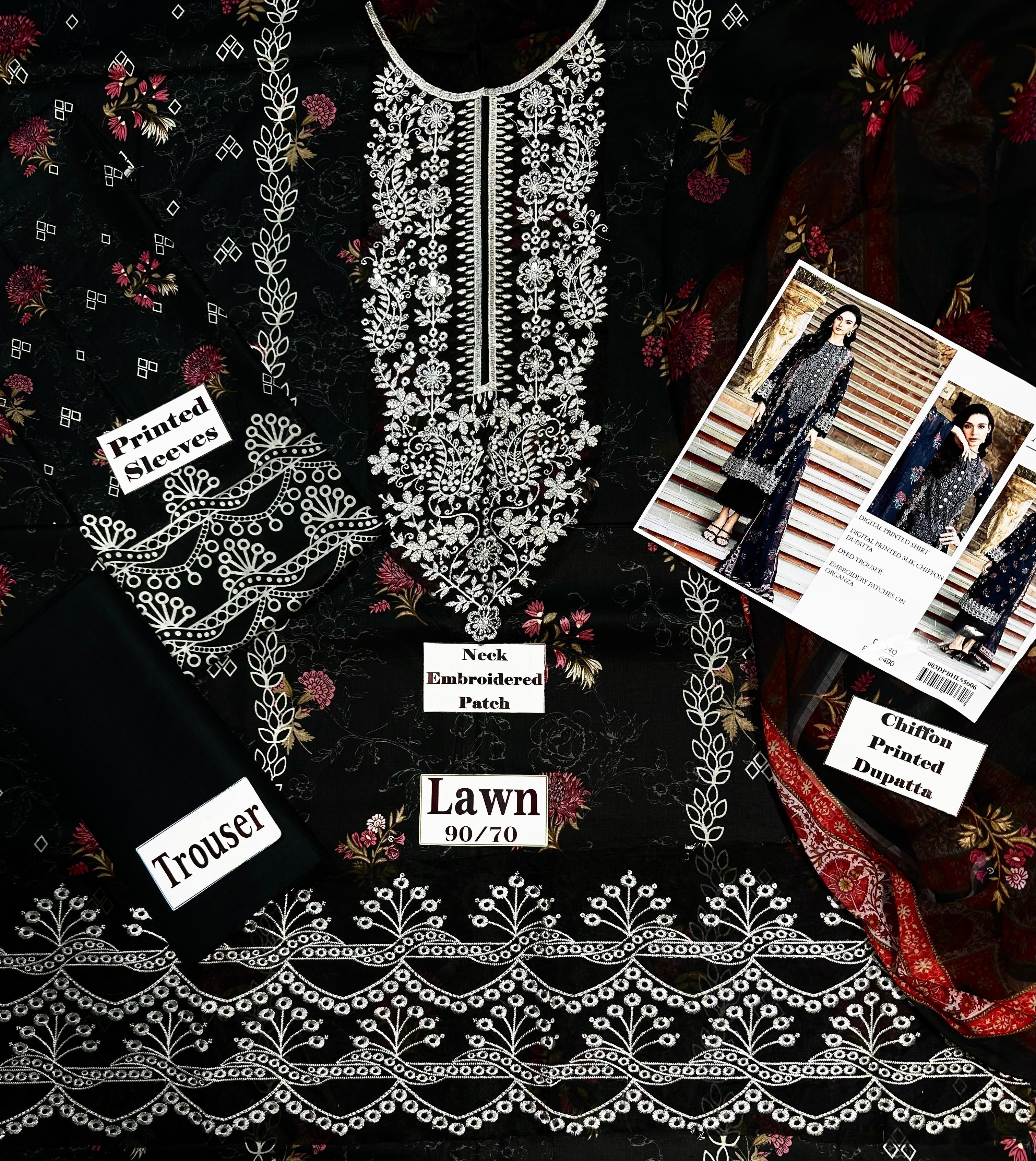 Afrozeh Print Embroidered Lawn 3pc