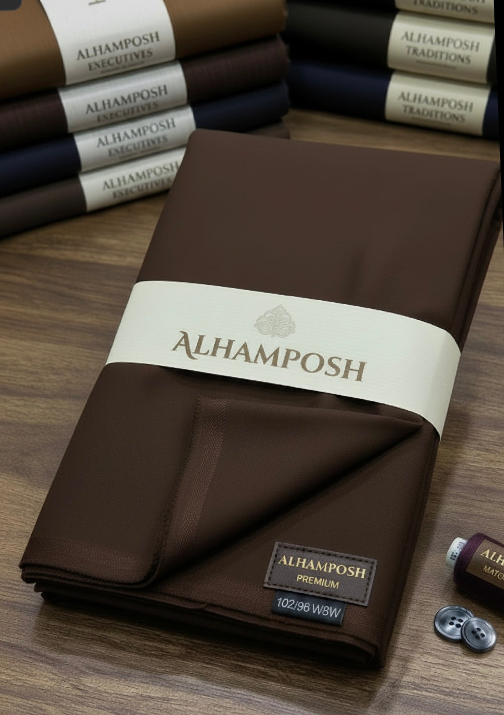 UNSTICHED MENS PREMIUM SUITE ALHAMPOSH SP 
(DARK CAMEL  )