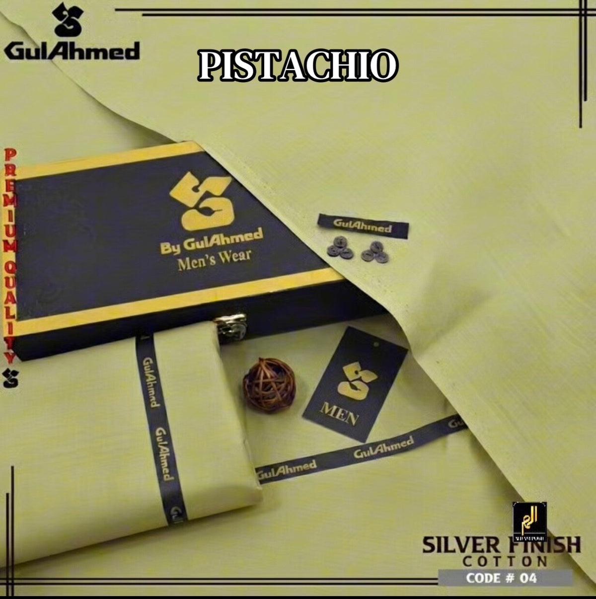 GULAHMED  UNSTICHED MENS PREMIUM COTTON ( PISTACHIO)