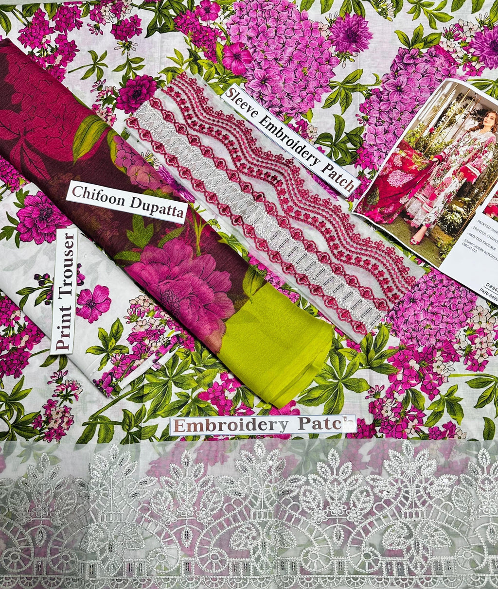 Maria B SL-2102 Embroidered Lawn Print 3pc (Unstiched)
