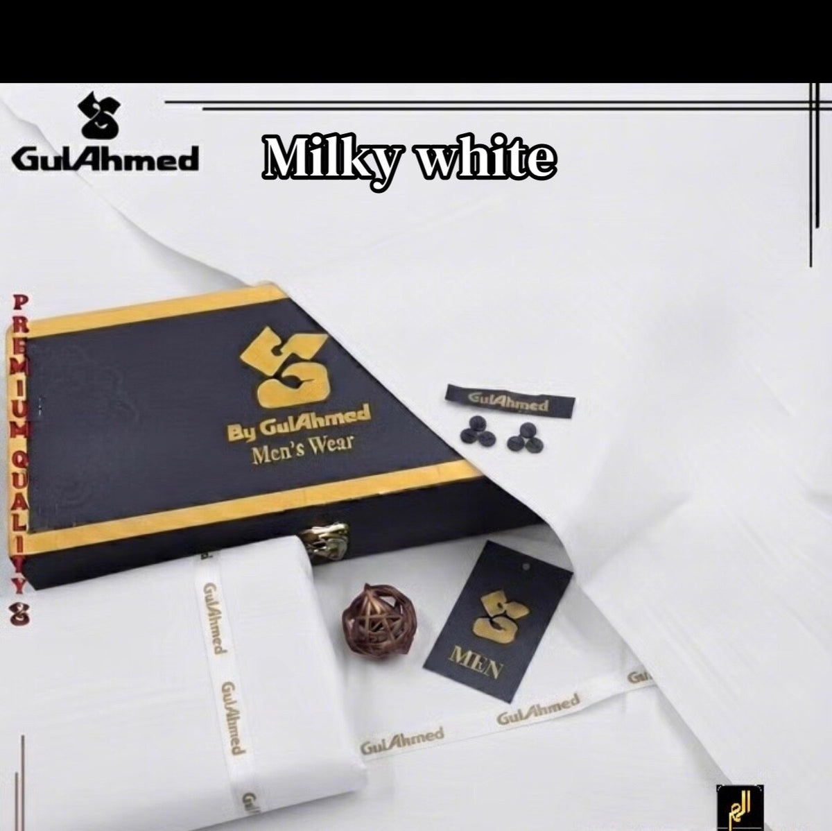 GULAHMED  UNSTICHED MENS PREMIUM COTTON (MILKY WHITE )