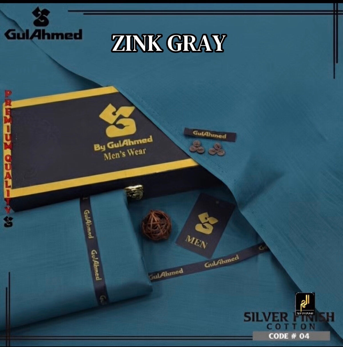 GULAHMED  UNSTICHED MENS PREMIUM COTTON (ZINK GRAY )
