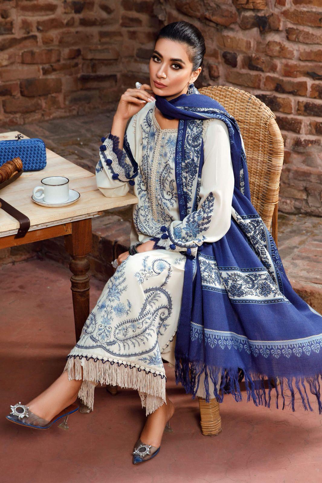 MARIA B-HEAVY EMBROIDERED DHANAK UNSTICHED 3PC (WA-9034)